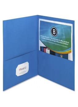 Letter - 8.50" Width x 11" Sheet Size - 125 Sheet Capacity - 2Inside Front & Back Pockets - Paper - Blue - Recycled - 25 / Box - bsn78491